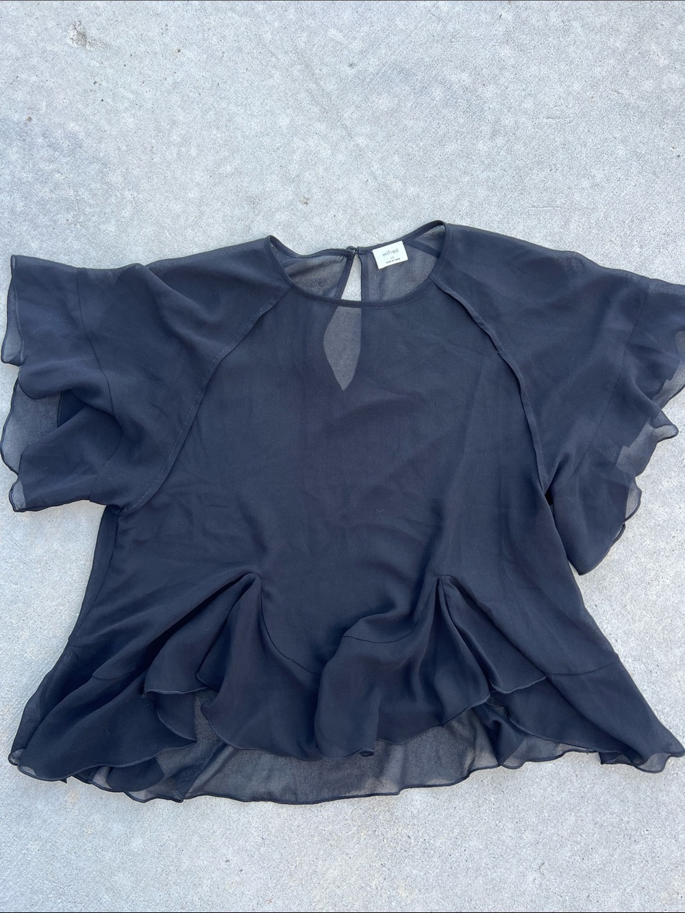 Wilfred Aritzia Dayglow Black Ruffle Chiffon Blouse XS